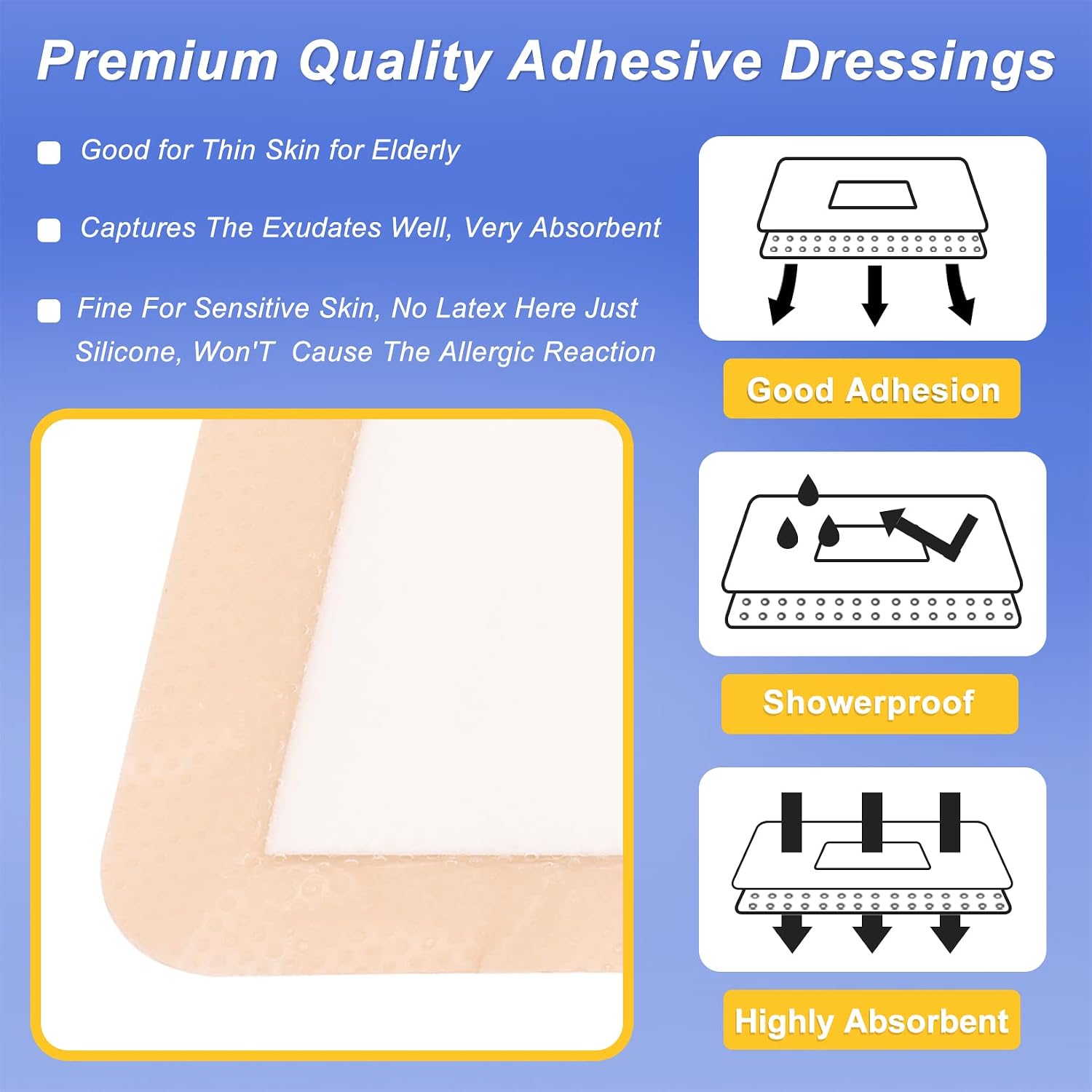 Thumbnail 2 de Niceful Silicone Foam Dressing, 5 x 5 Inch Bordered, 10 Count