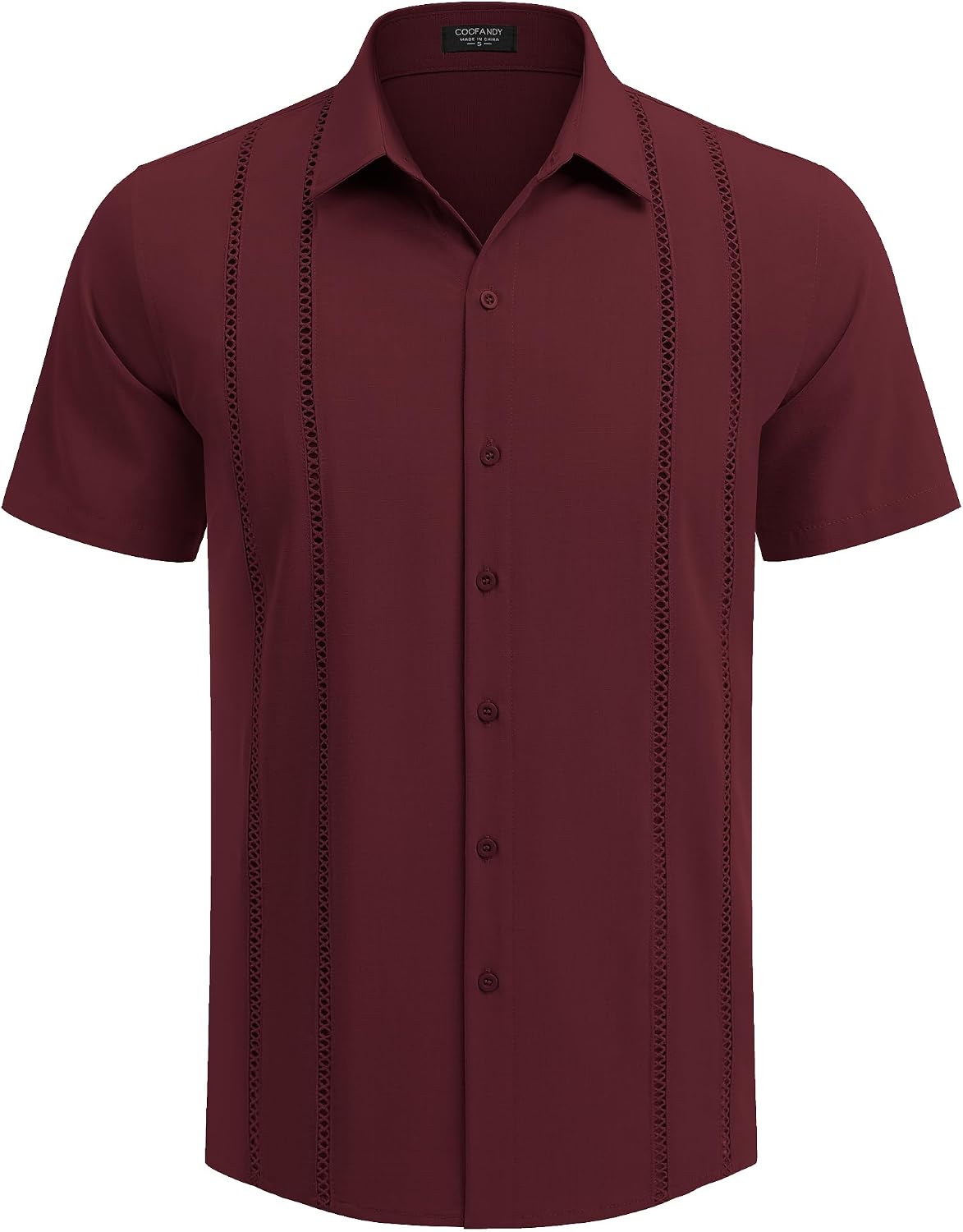 Detalle de COOFANDY Men's Cuban Guayabera Shirt Short Sleeve Button Down