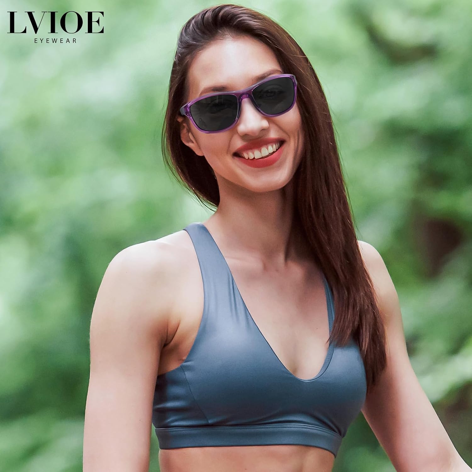 Detalle de LVIOE Sport Sunglasses: Polarised Wrap-Around UV400 Protection for Cycling, Hiking and Running