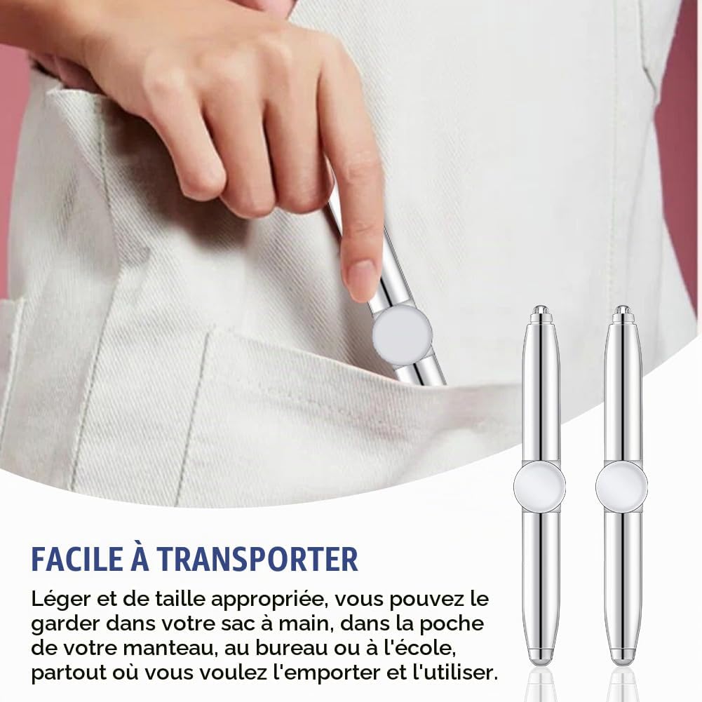 Detalle de AUAUY spinnerpen met ledlicht, metalen fidgetpen, grijs, set van 2