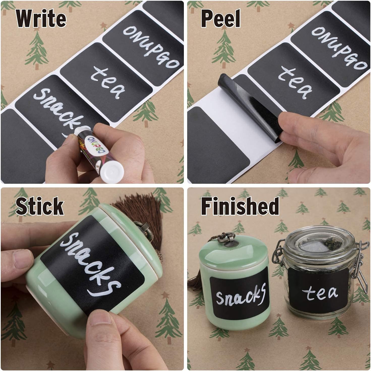 Thumbnail 6 de ONUPGO FL-001 Chalkboard Labels, 180 Waterproof Reusable Vinyl Stickers