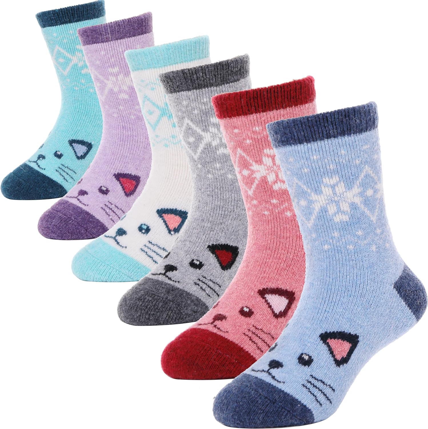 Detalle de ANTSANG Kids Merino Wool Hiking Socks, 6 Pairs, Full Cushioning