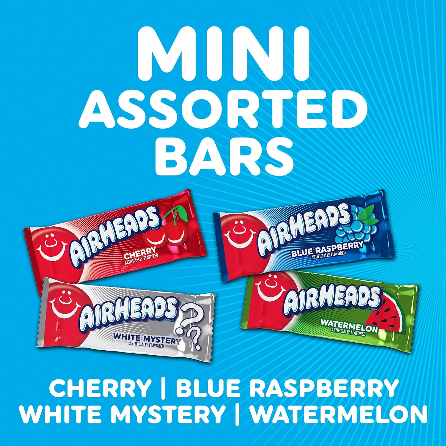 Detalle de Airheads Justchee Mini Taffy Candy Bars, 5 lb Variety Pack