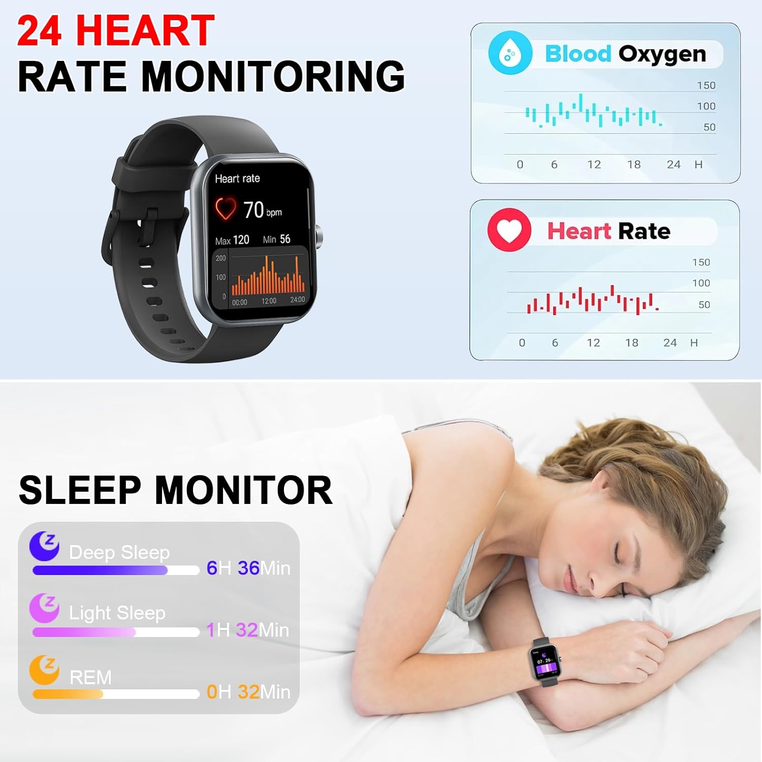Thumbnail 2 de Smartwatch Herren Damen 1,96" HD Touch Fitnessuhr mit Telefonfunktion – 113+ Sportmodi, Schlafmonitor, IP68
