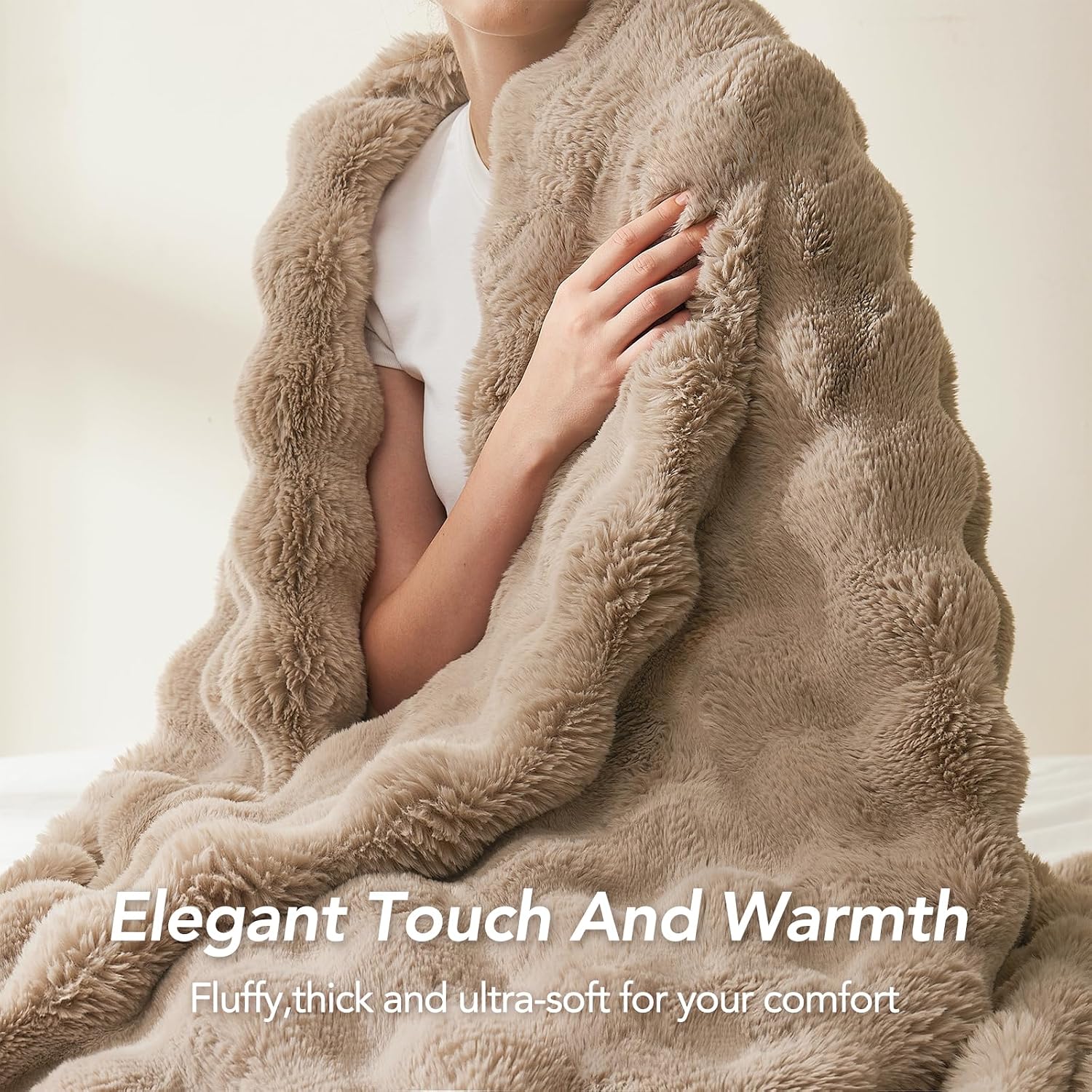 Thumbnail 4 de L'AGRATY Faux Rabbit Fur Blanket 130x160cm
