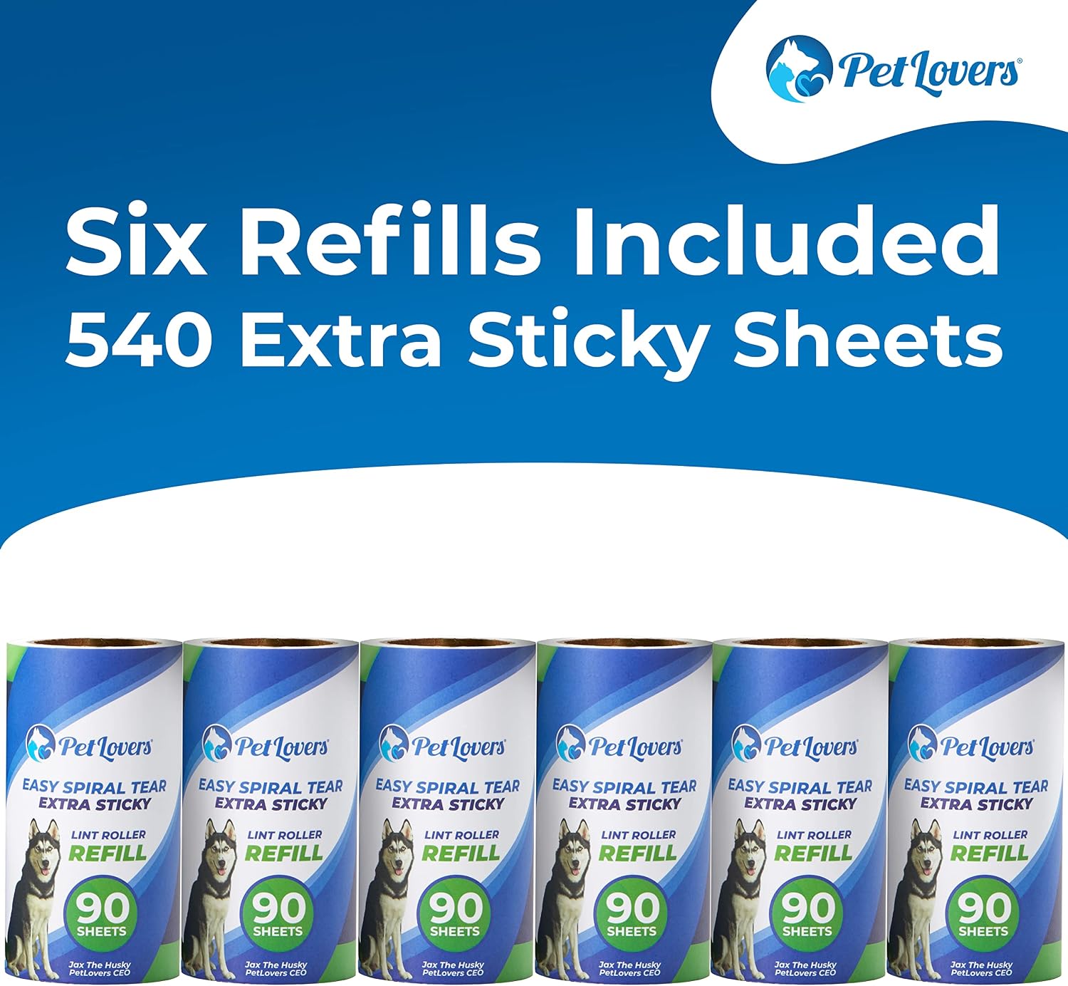 Detalle 2 de PetLovers ricariche sticky mega value extra da 540 fogli per rimozione peli di cani e gatti (6 ricariche, senza manico)