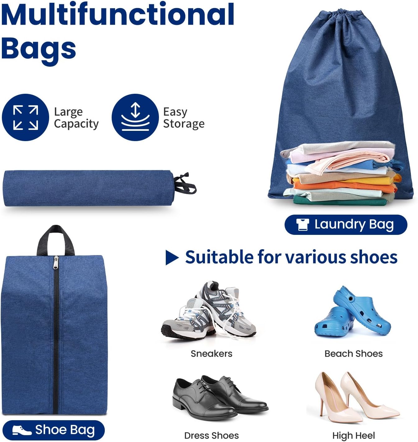 Thumbnail 5 de Prezon lot de 4 cubes de rangement compressibles (maille carrée, sarcelle)