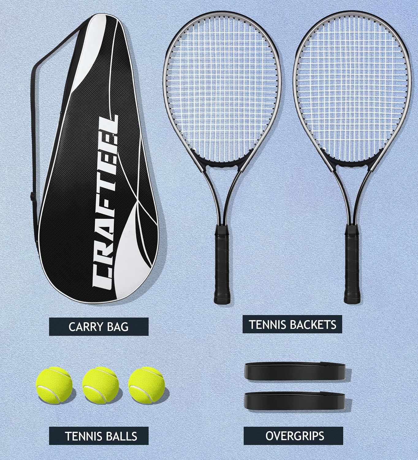 Thumbnail 3 de Crafteel 27" Tennis Rackets Set of 2 – Beginner 27-inch rackets for outdoor casual play