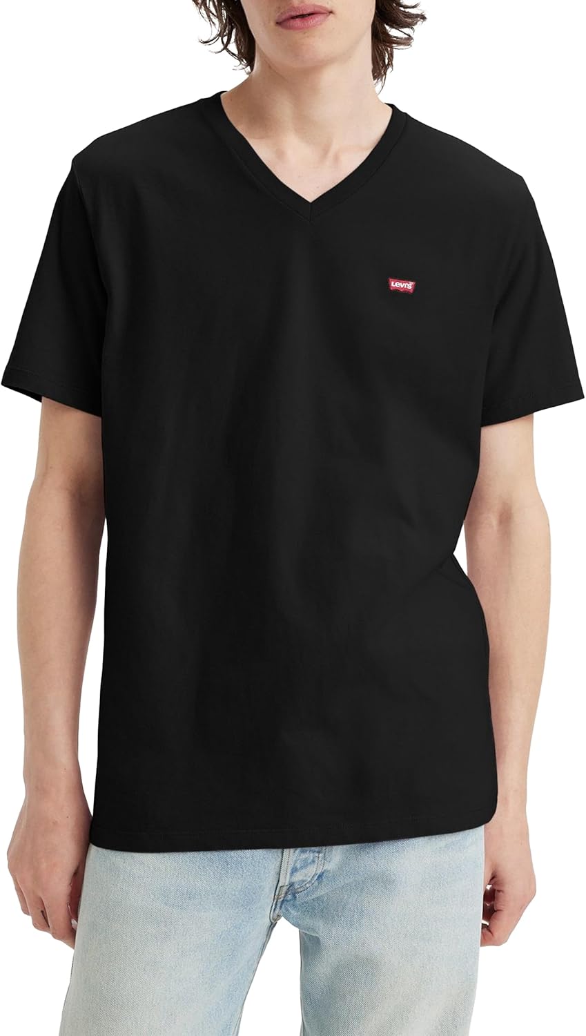 Detalle de Levi's Herren Original Housemark V-Neck T-Shirt – klassisches Basic-T-Shirt von Levi's