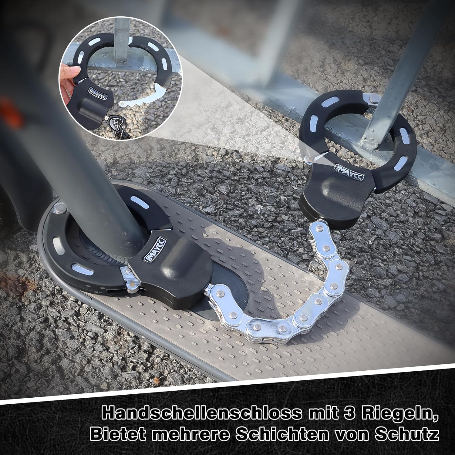 Detalle 2 de IMAYCC E-Scooter Schloss – Schnittfestes Handschellenschloss für E-Roller und Motorräder