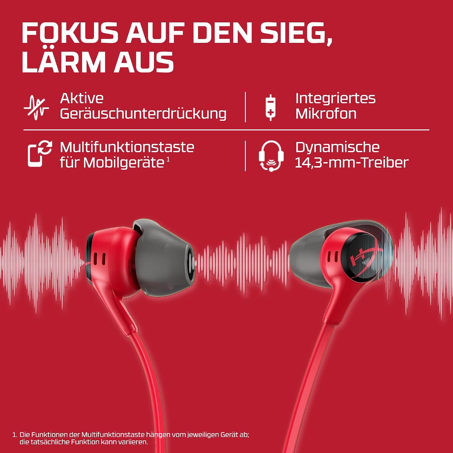 Thumbnail 1 de HyperX Cloud Earbuds II – kabelgebundene Gaming-Ohrhörer mit 14-mm-Treibern
