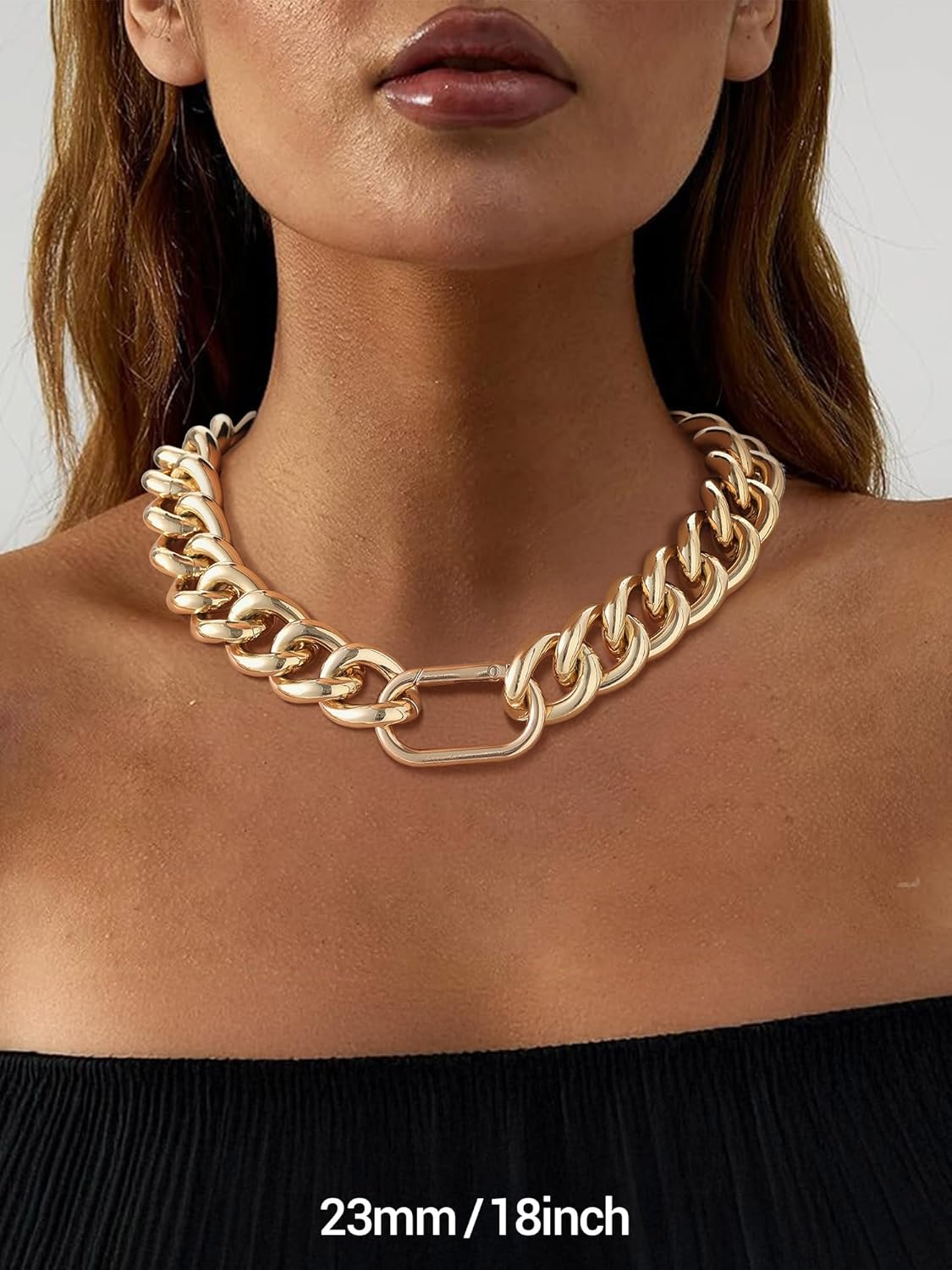 Thumbnail 5 de PROSTEEL girocollo spessa donna Punk oro: collana a catena grossa dorata a moschettone, da choker o lunga