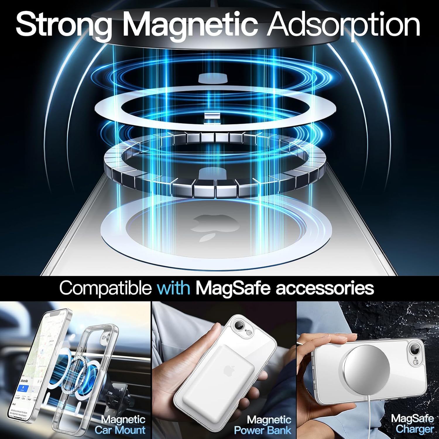 Detalle 2 de JETech magnetische Hülle für iPhone 17e (2026) / iPhone 16e mit MagSafe, transparent