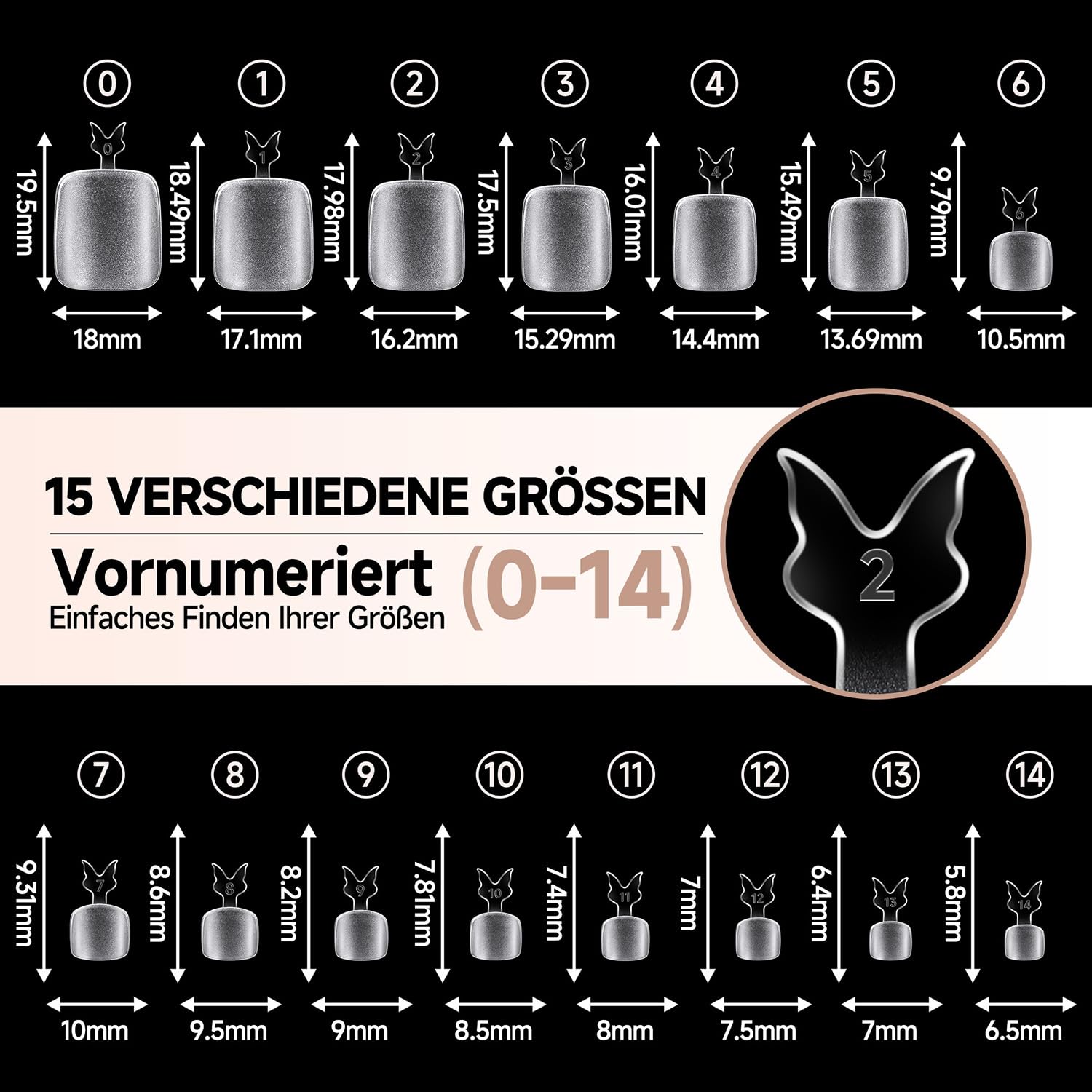 Thumbnail 6 de UNA GELLA Fußnägel Tips – 216 Stück, 15 Größen, quadratische klare Tipps zum Kleben