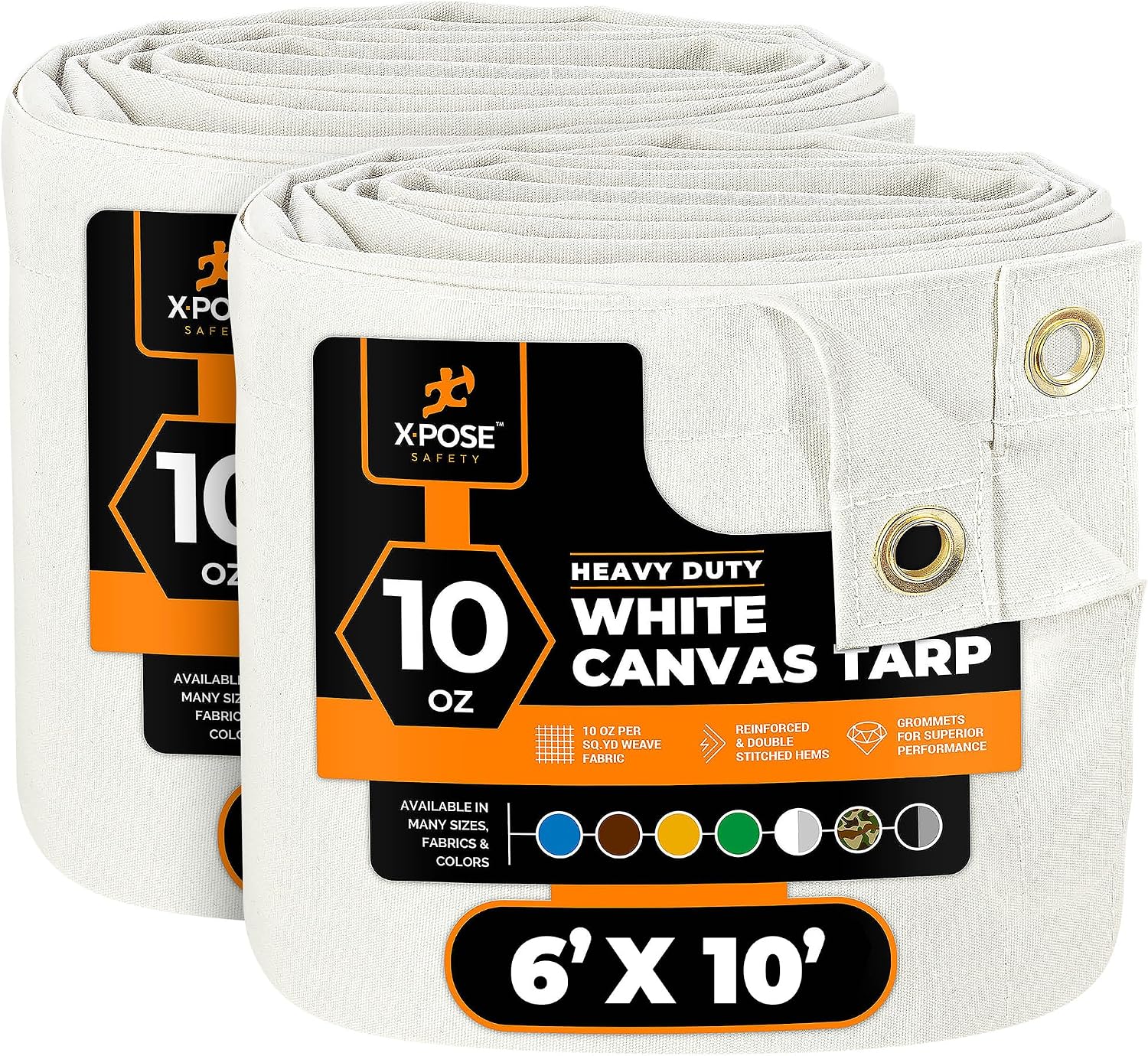 Xpose Safety Canvas Tarp - 10oz White Canvas Tarps (2 Pack)