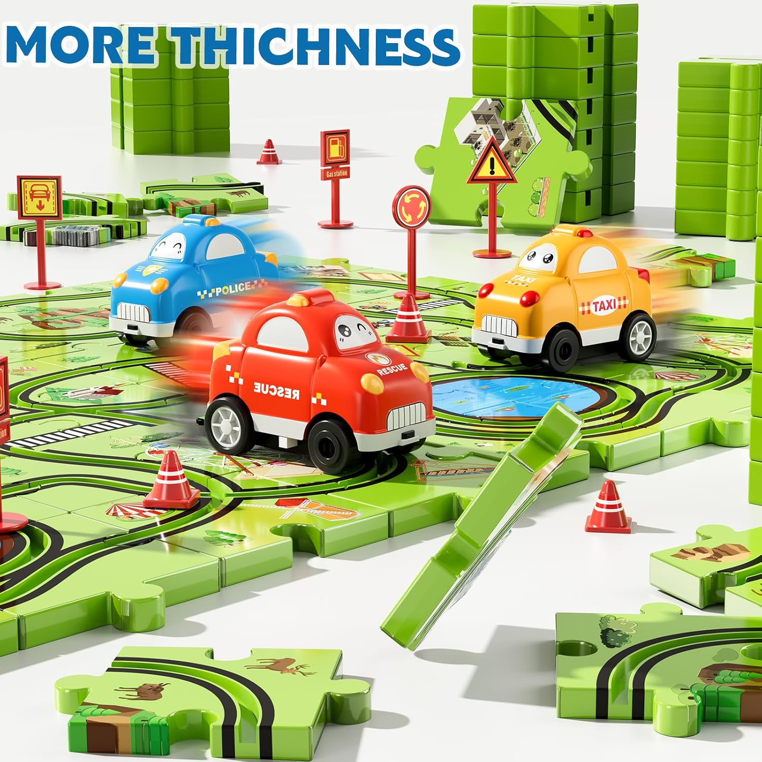 Detalle de Beby Buty 64PCS Puzzle Track Car Set for Kids