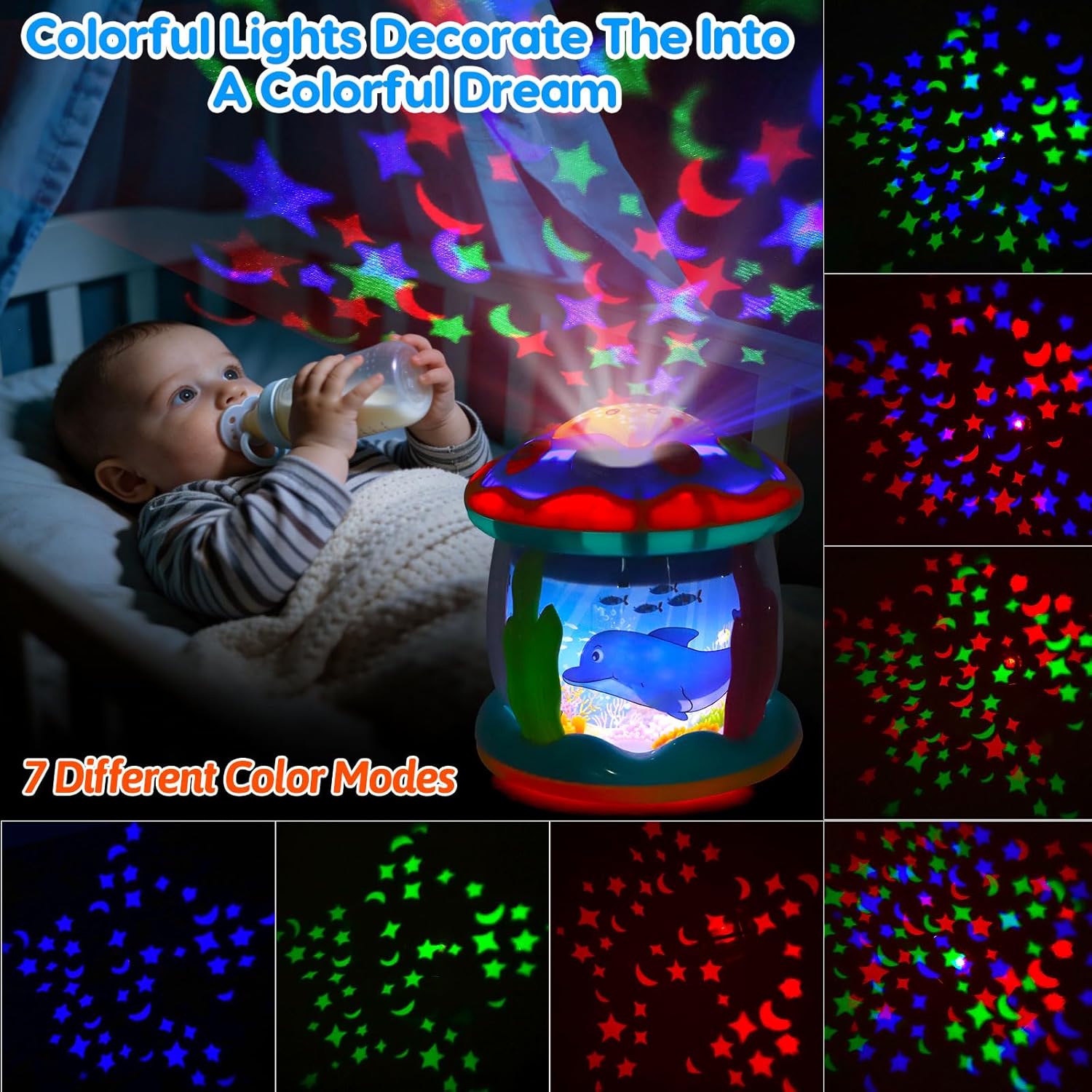 Thumbnail 2 de Baby Toys 6-12 Months Ocean Projector: Rotating Lights, Music & Crawling Fun