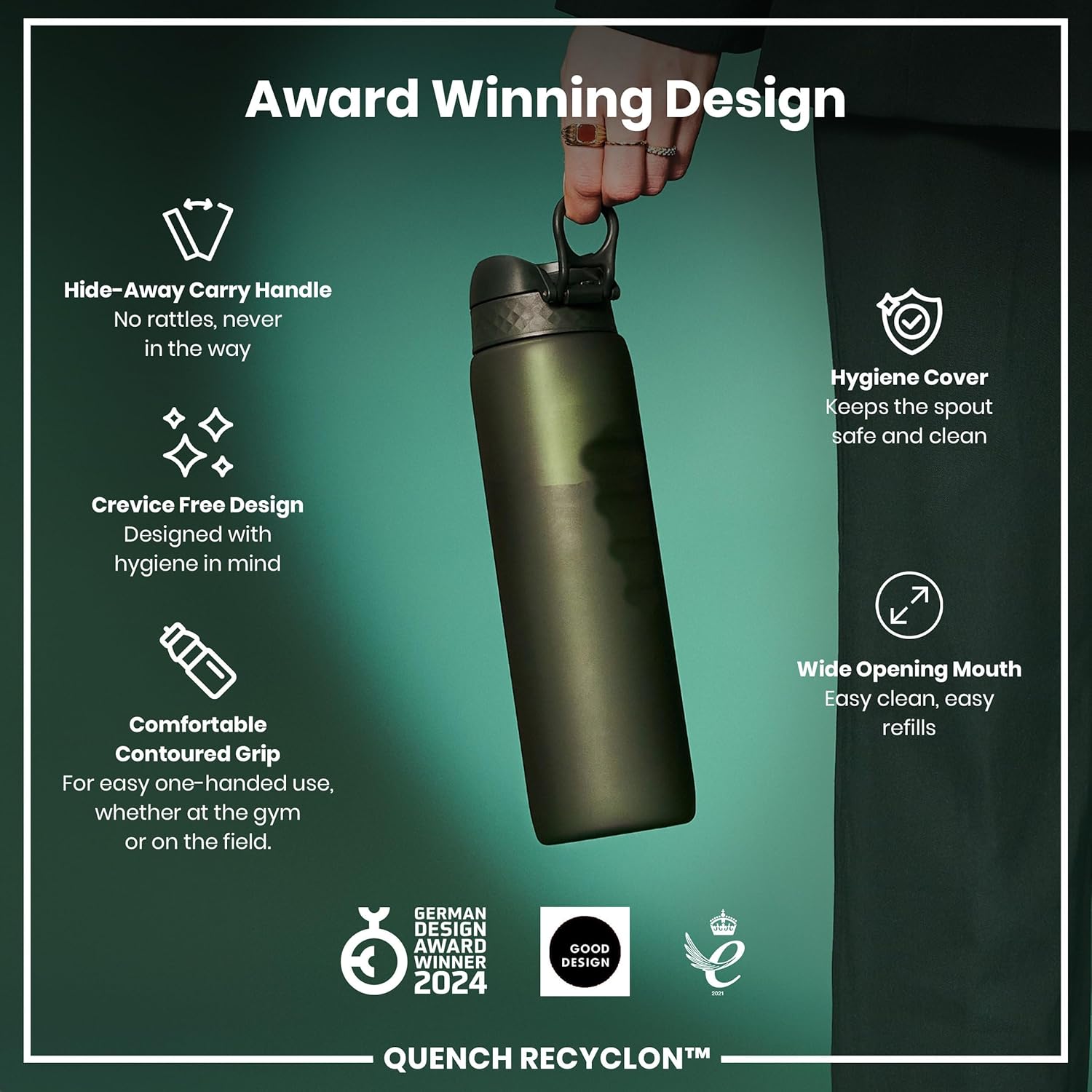 Thumbnail 5 de Ion8 1 Litre Water Bottle with Times to Drink – Leak-Proof, Flip Lid, BPA Free and Dishwasher Safe