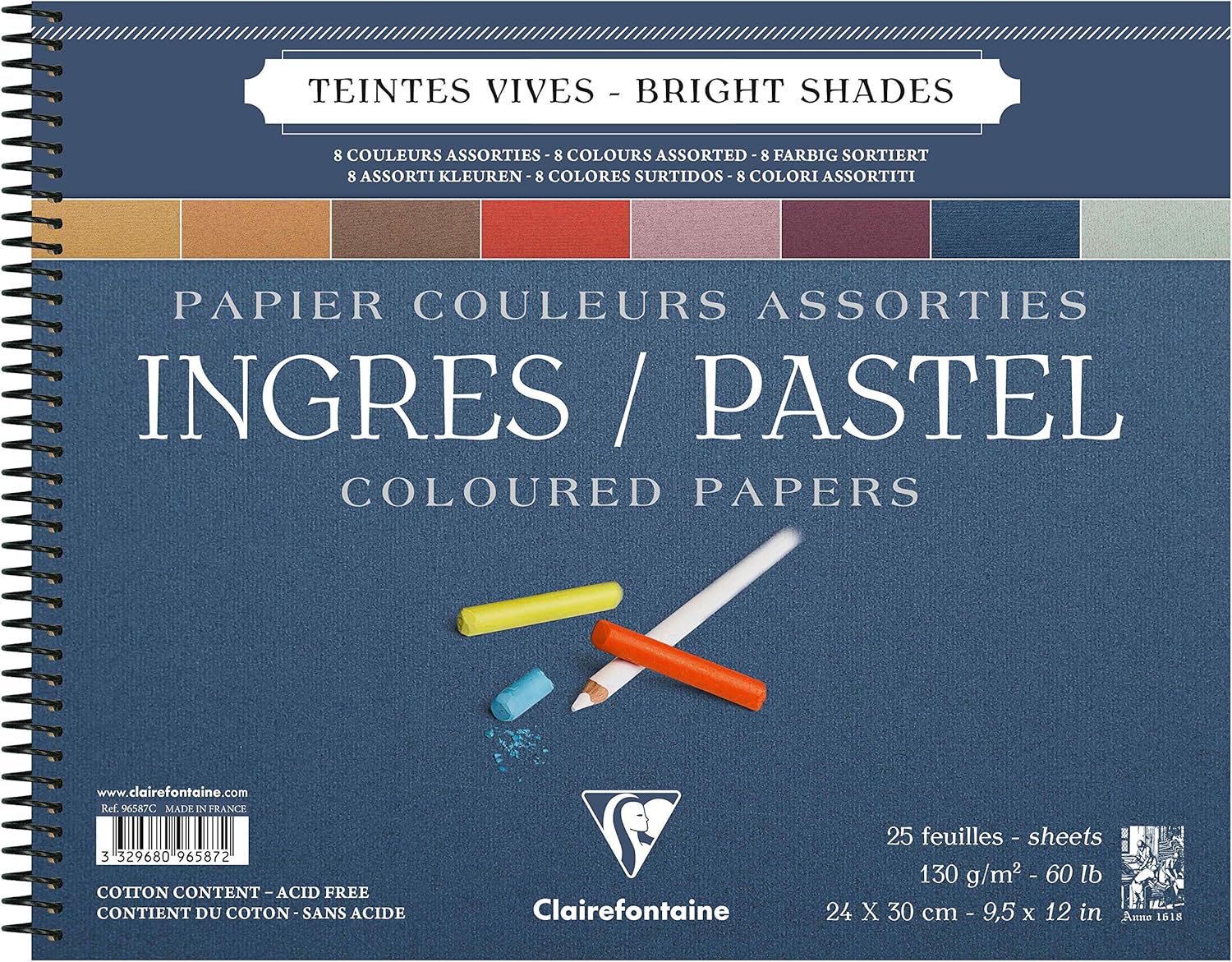 Detalle de Clairefontaine 96587C Ingres Pastel Colour Wirebound Pad (25 Sheets) 24 x 30cm