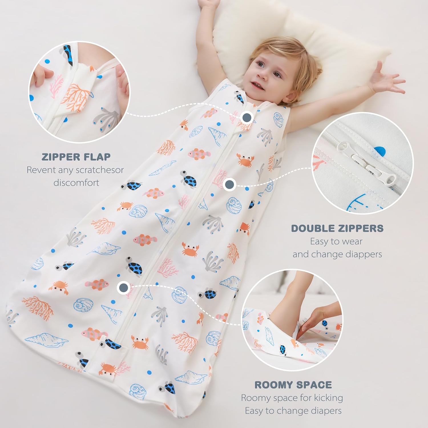 Thumbnail 5 de Mosebears Baby Summer Sleeping Bag 0.5 Tog Cotton – Pack of 2 (Size L)
