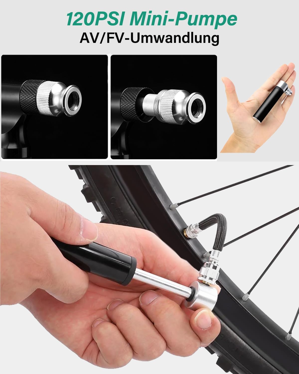Thumbnail 3 de Fahrrad Reparaturset mit Satteltasche: 16-in-1 Multitool + 120 PSI Mini-Luftpumpe