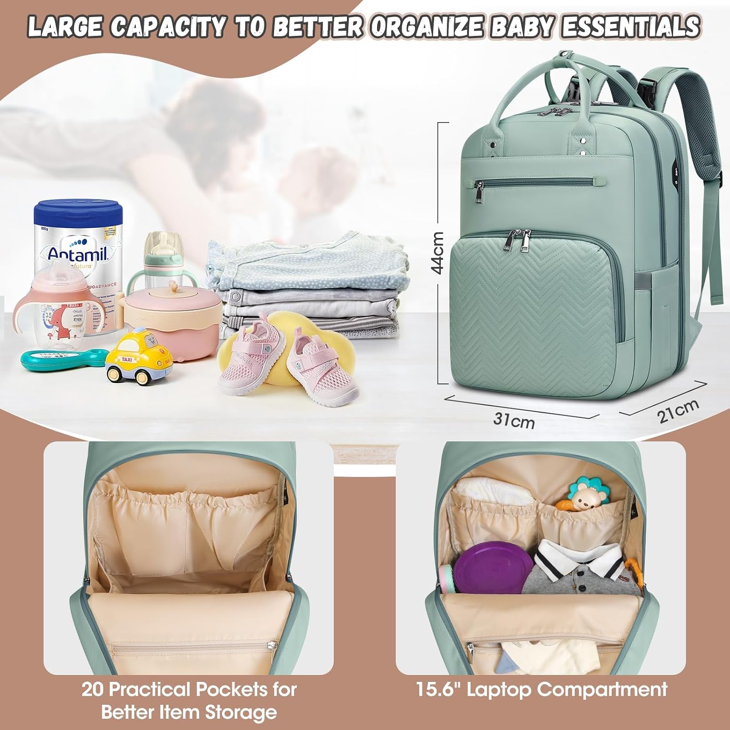 Detalle 2 de RAINSMORE Baby Changing Bags Backpack 1pc