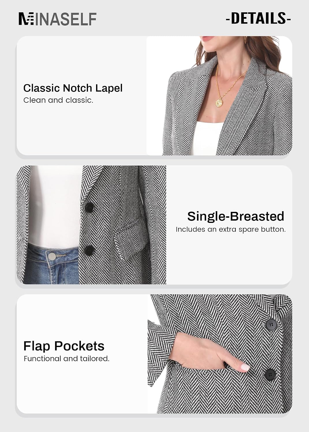 Thumbnail 5 de Mina Self 2026 Herringbone Blazer