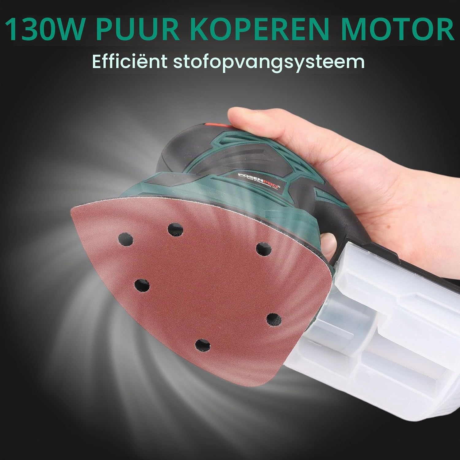 Detalle de POSENPRO PPMDS130 detailschuurmachine, 130 W, driehoekige schuurzool