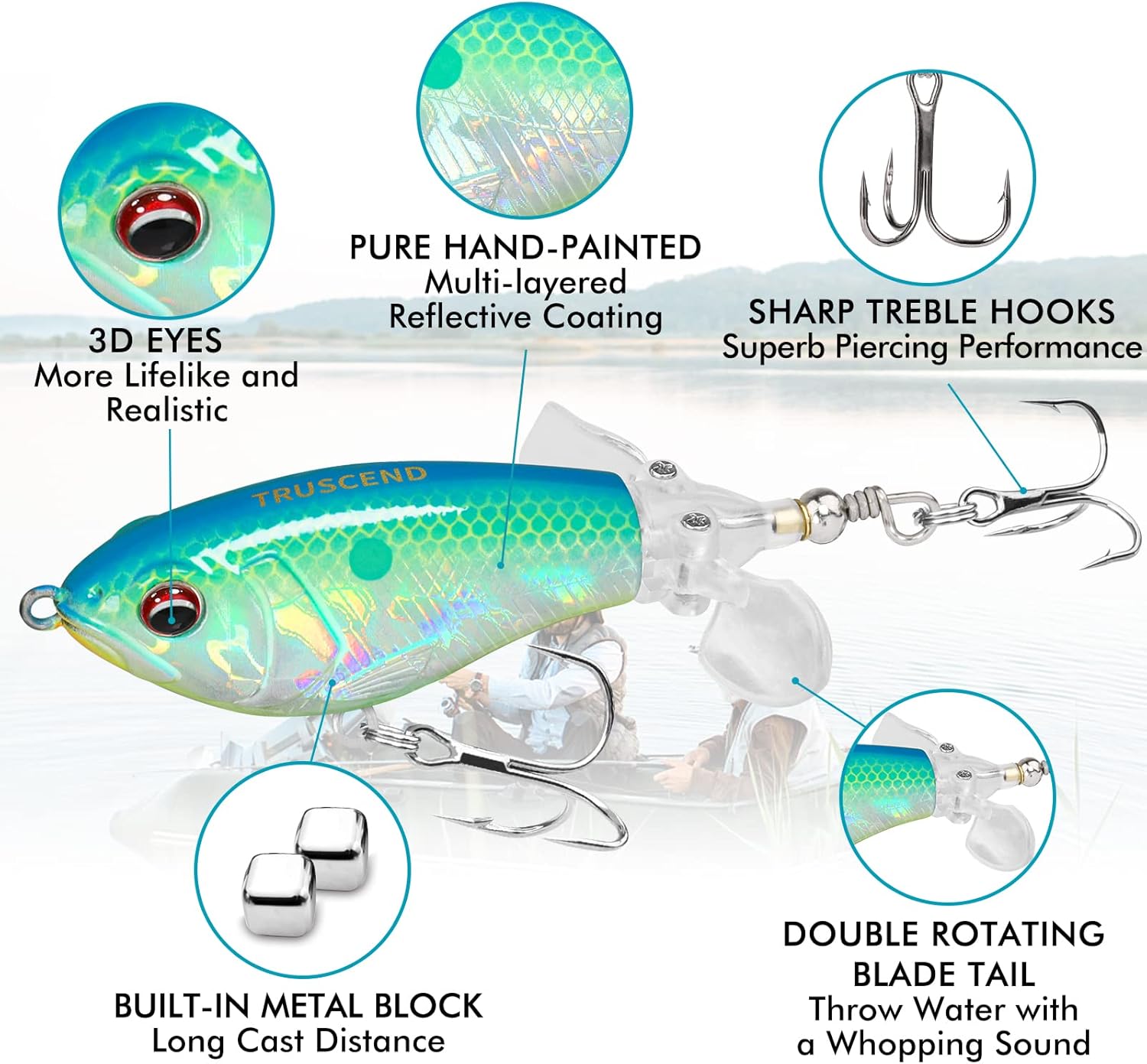 Thumbnail 1 de TRUSCEND Easy Catch Popobait avec Hameçon BKK — Leurre de surface équilibré pour brochet, perche, truites et plus