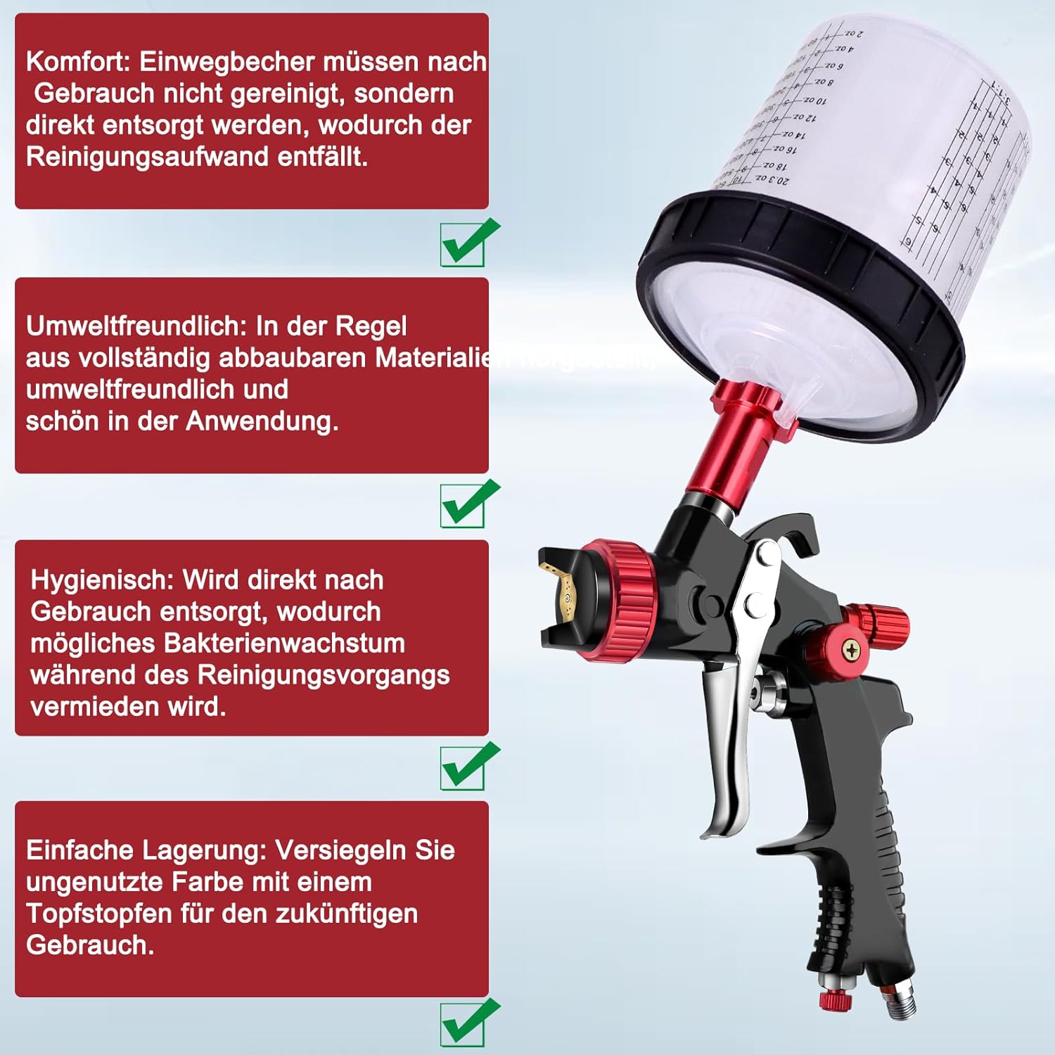 Thumbnail 6 de Einweg Farbmischbecher 20 Unzen 600ml Set für Spritzpistolen