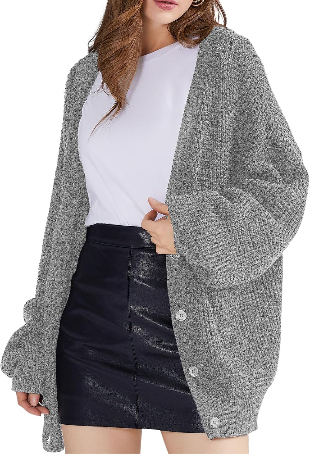 Detalle de QUALFORT oversized cotton cardigan 100% cotton