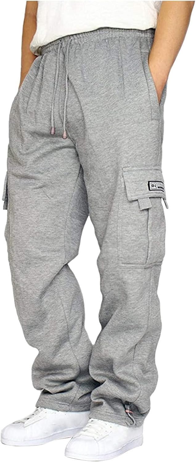 Detalle de Lasjixion Men's Fleece Cargo Sweatpants