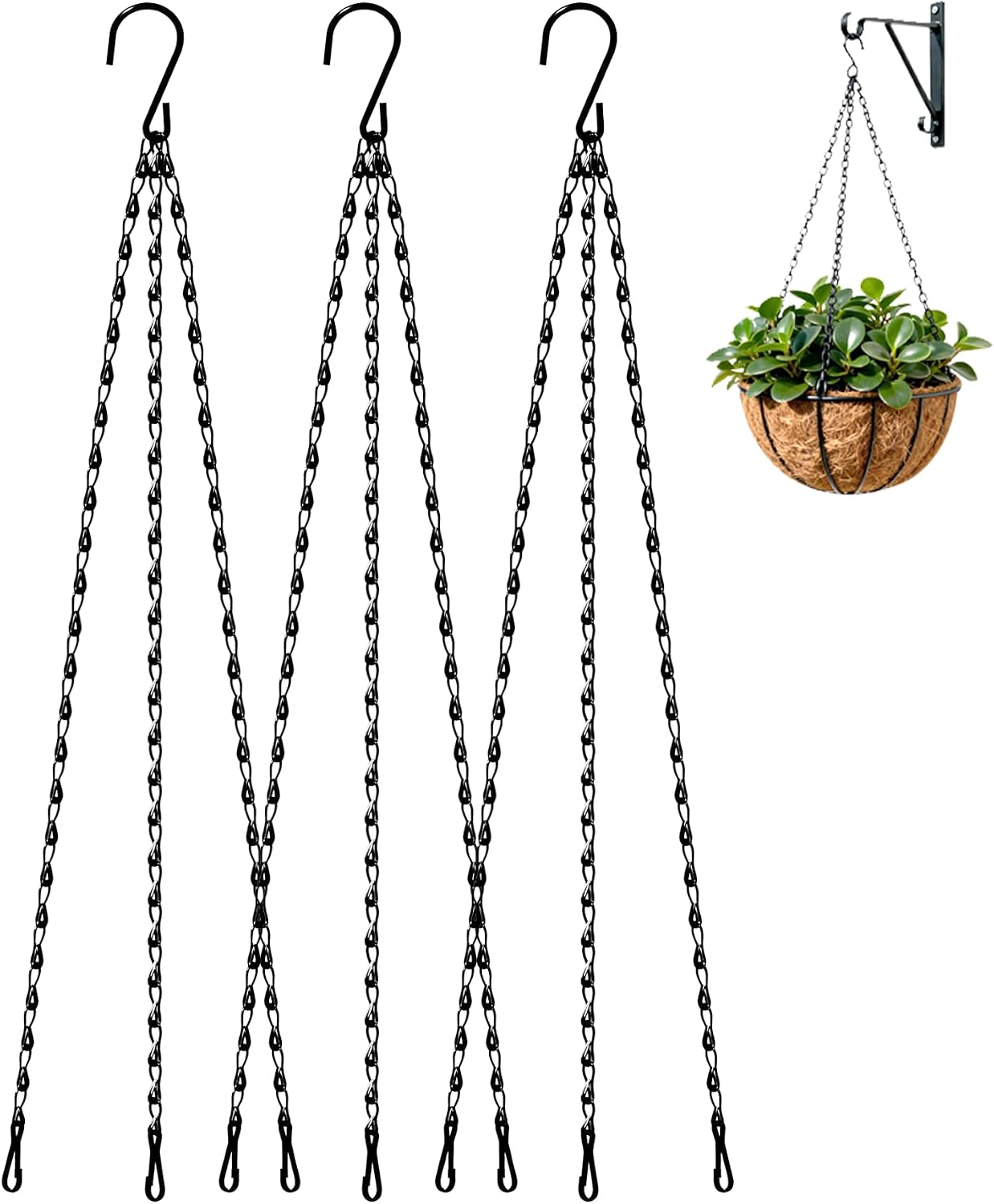 Detalle de Bamworld XGS01-HS-3PCS 18-Inch Black Hanging Chains, 3-Pack for Planters