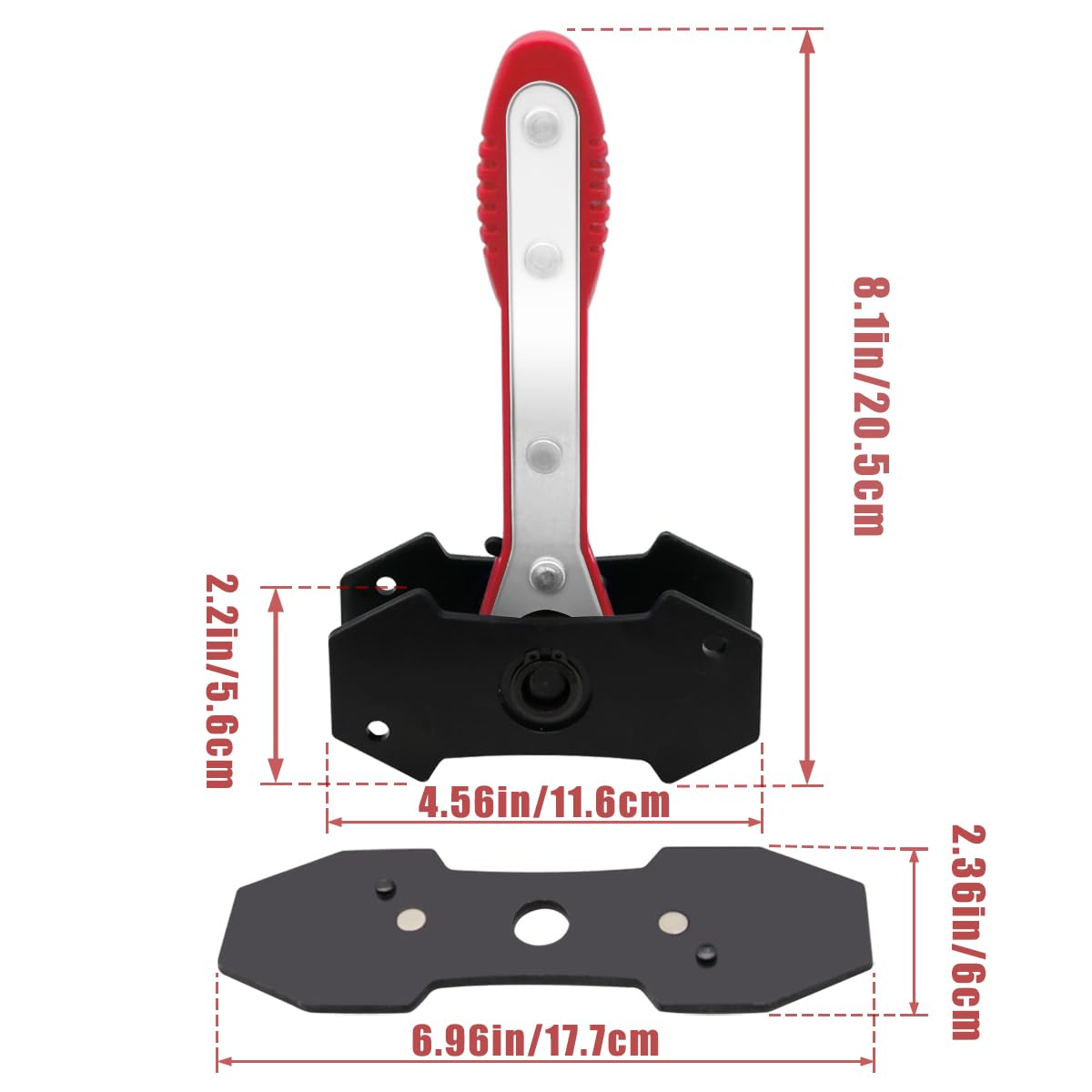 Thumbnail 1 de IRmm Brake Caliper Compression Tool — 360° Swing Ratchet, 2 Steel Plates, Red
