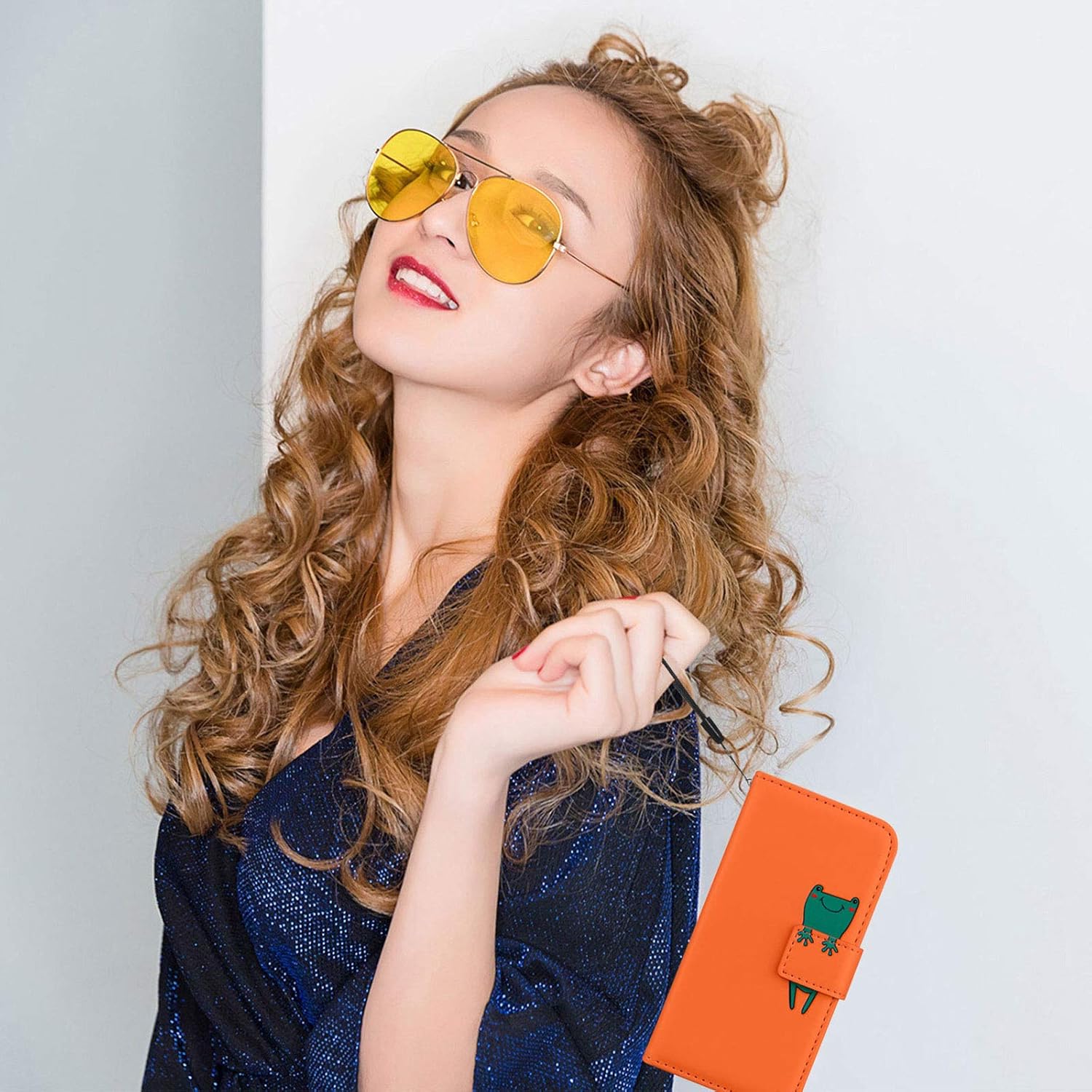 Thumbnail 6 de Ailisi Wallet Hülle für Samsung Galaxy S25 Ultra – Kartenfach, Ständer & magnetischer Verschluss (Orange, Cartoon PU Leder)