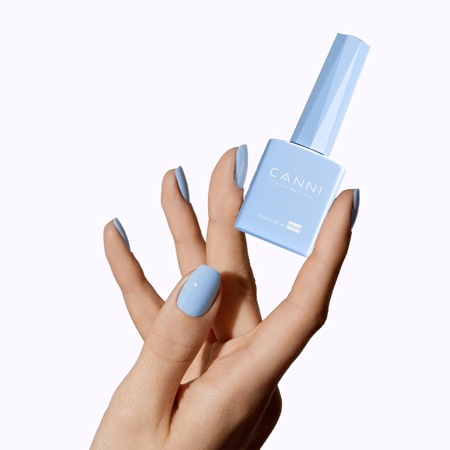 Detalle de CANNI Light Blue Gel Nail Polish (Baby Blue) — HEMA-Free Pastel UV/LED Gel for Glossy, Long-Lasting Color