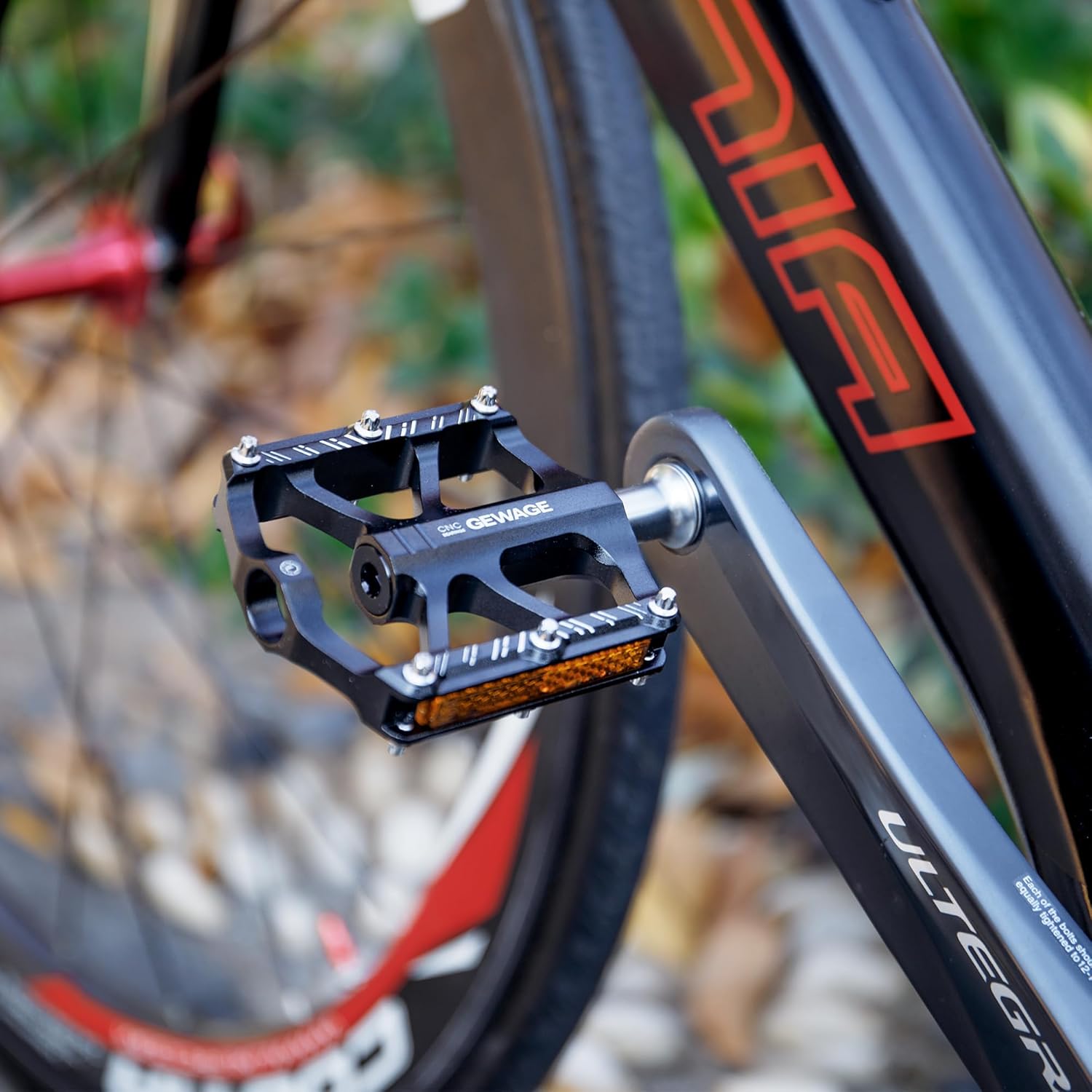 Thumbnail 1 de GEWAGE Pédales de vélo pliantes antidérapantes en aluminium CNC avec réflecteurs – filetage 9/16