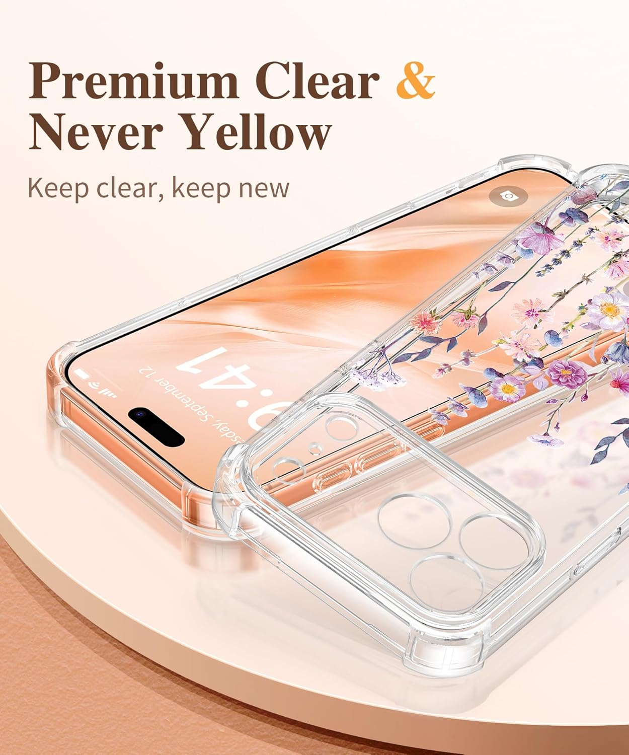 Thumbnail 2 de GVIEWIN Hülle für iPhone 17 Pro Max (6,9") mit Displayfolie, 360° Militärschutz und Blumen-Design