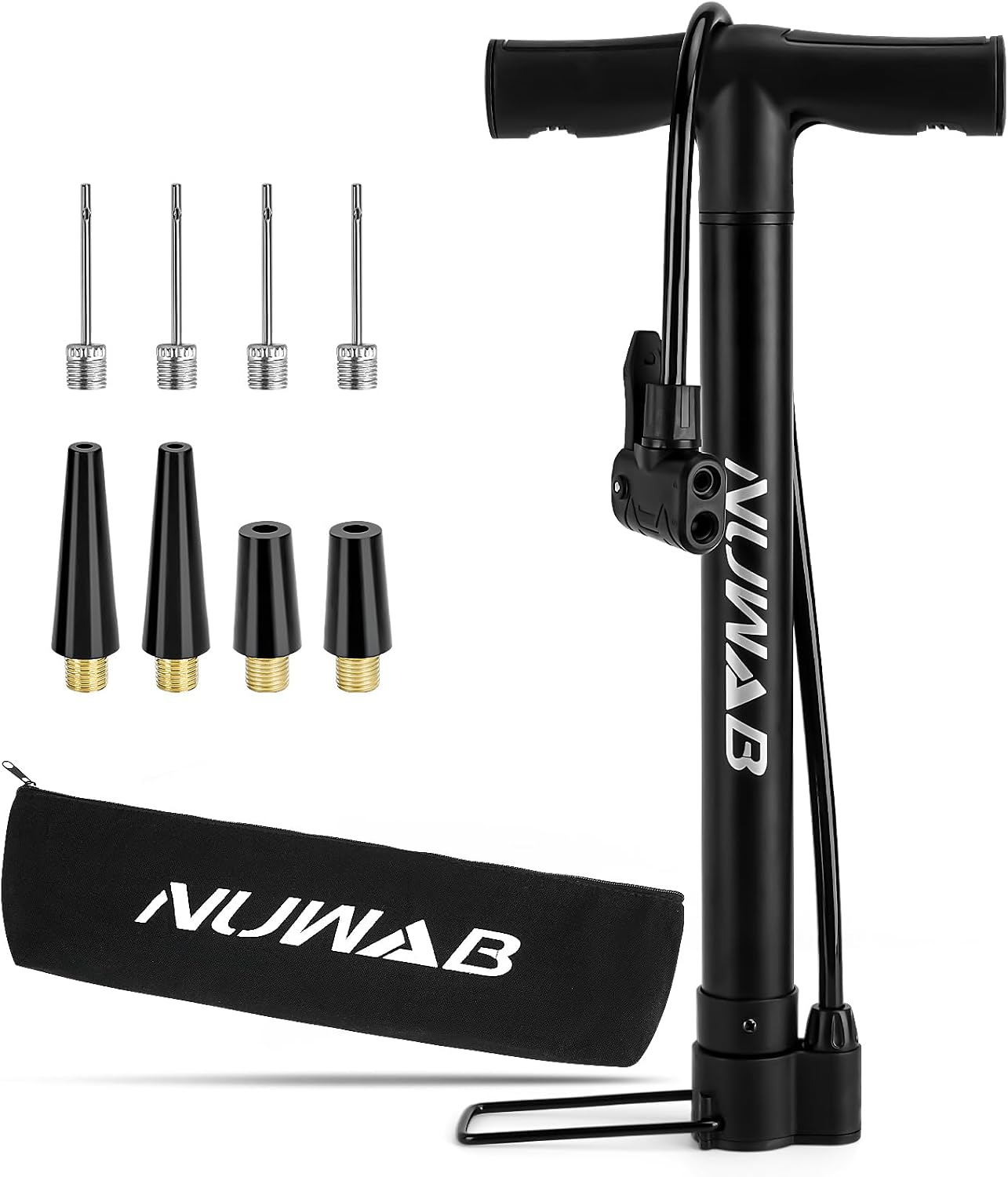 Detalle de NUWAB Bike Floor Pump: Portable, Wide-Valve Compatibility for Bikes, Balls and More