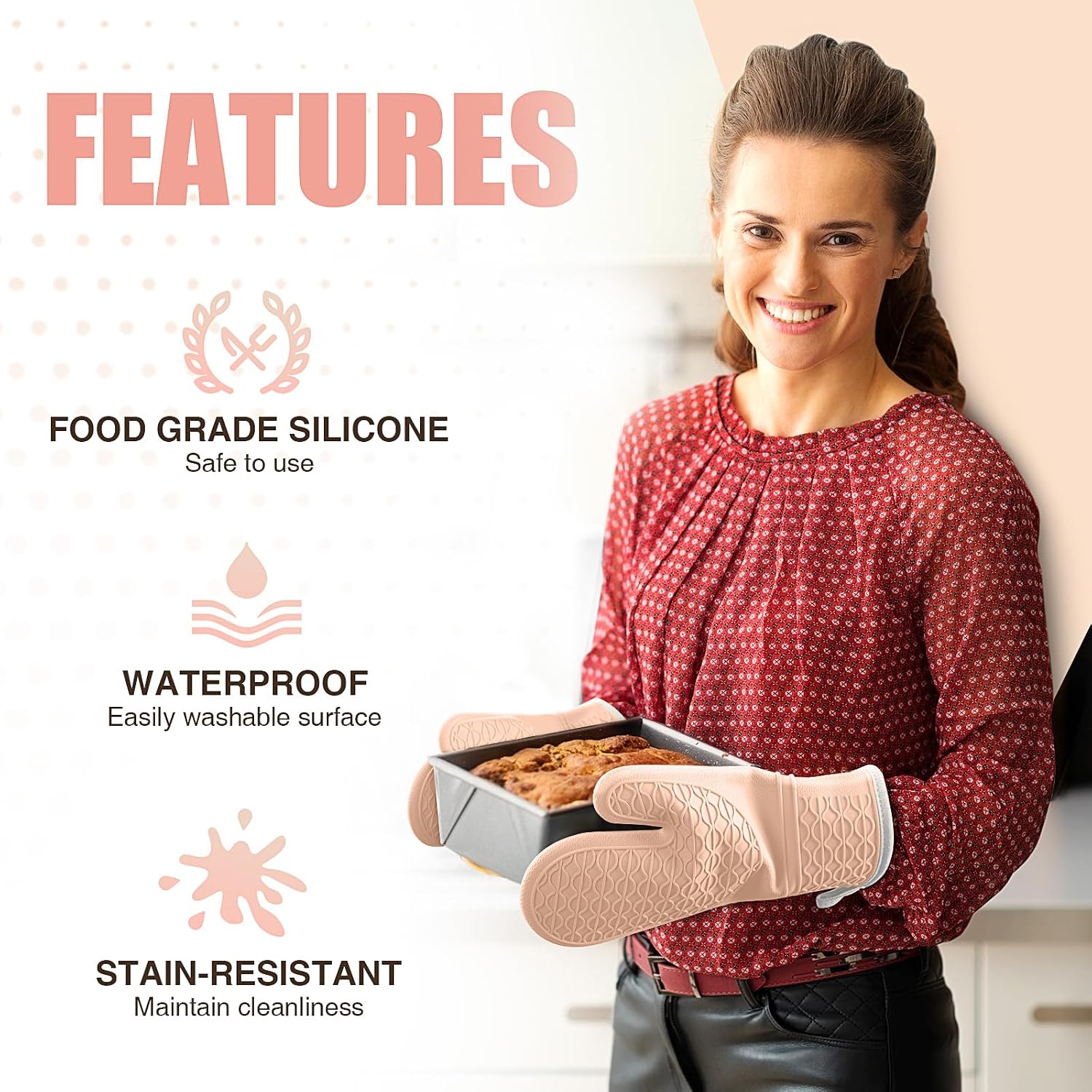 Detalle de Silicone Oven Mitts, 12.5-Inch