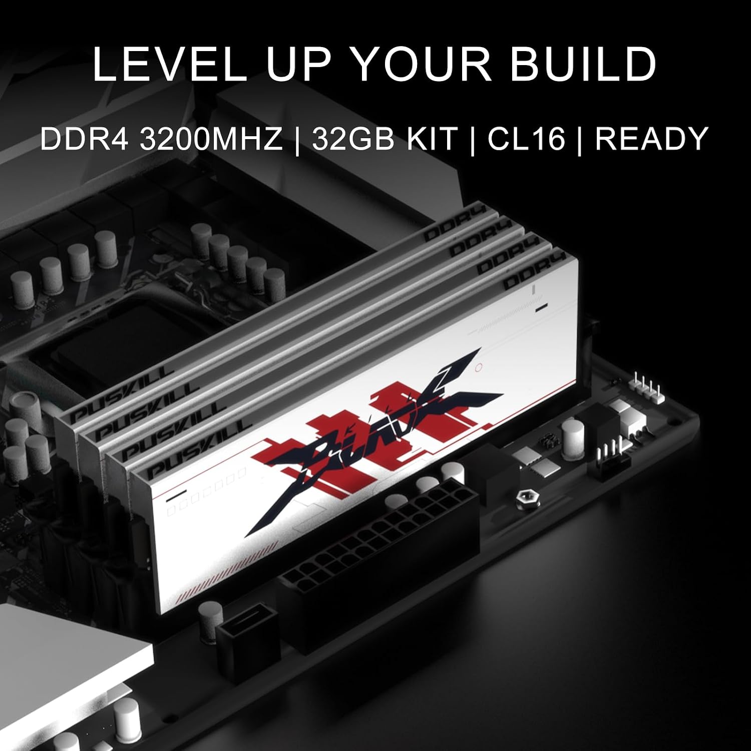 Thumbnail 1 de PUSKILL 32GB DDR4 3200MHz Desktop RAM Kit, 2x16GB, White, CL16
