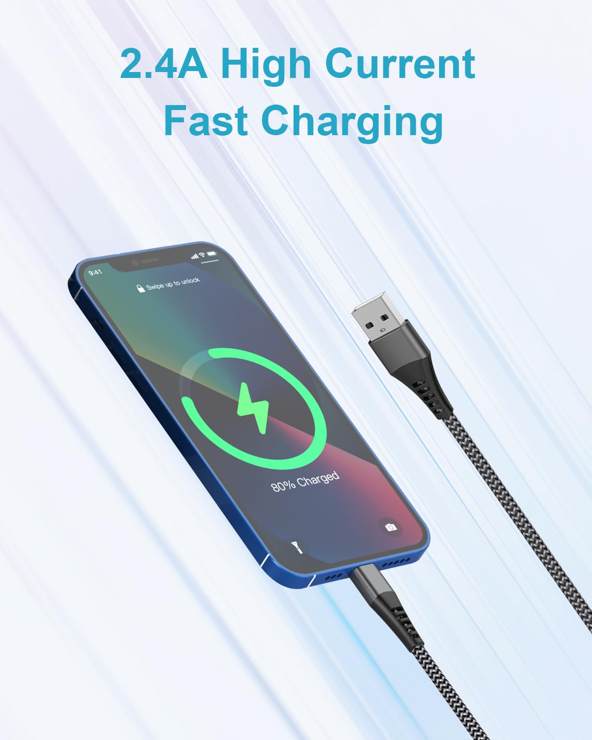 Detalle 2 de AINPOW iPhone Charger Cable 1M 2Pack