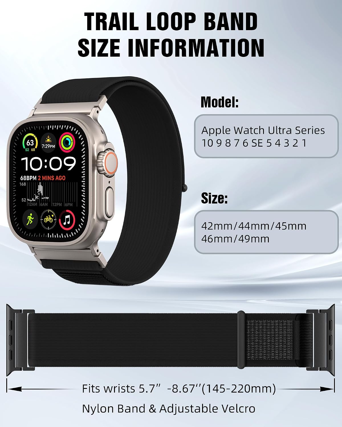 Detalle de Higgs Trail Loop Nylon Strap for Apple Watch - 42/44/45/46/49mm, Sport Replacement Band