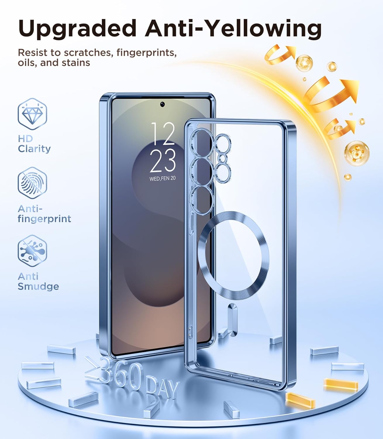 Thumbnail 3 de Magnetic Case for Samsung Galaxy S25 Ultra with Screen Protector – Slim, Mil-Spec Protection in Blue/Clear