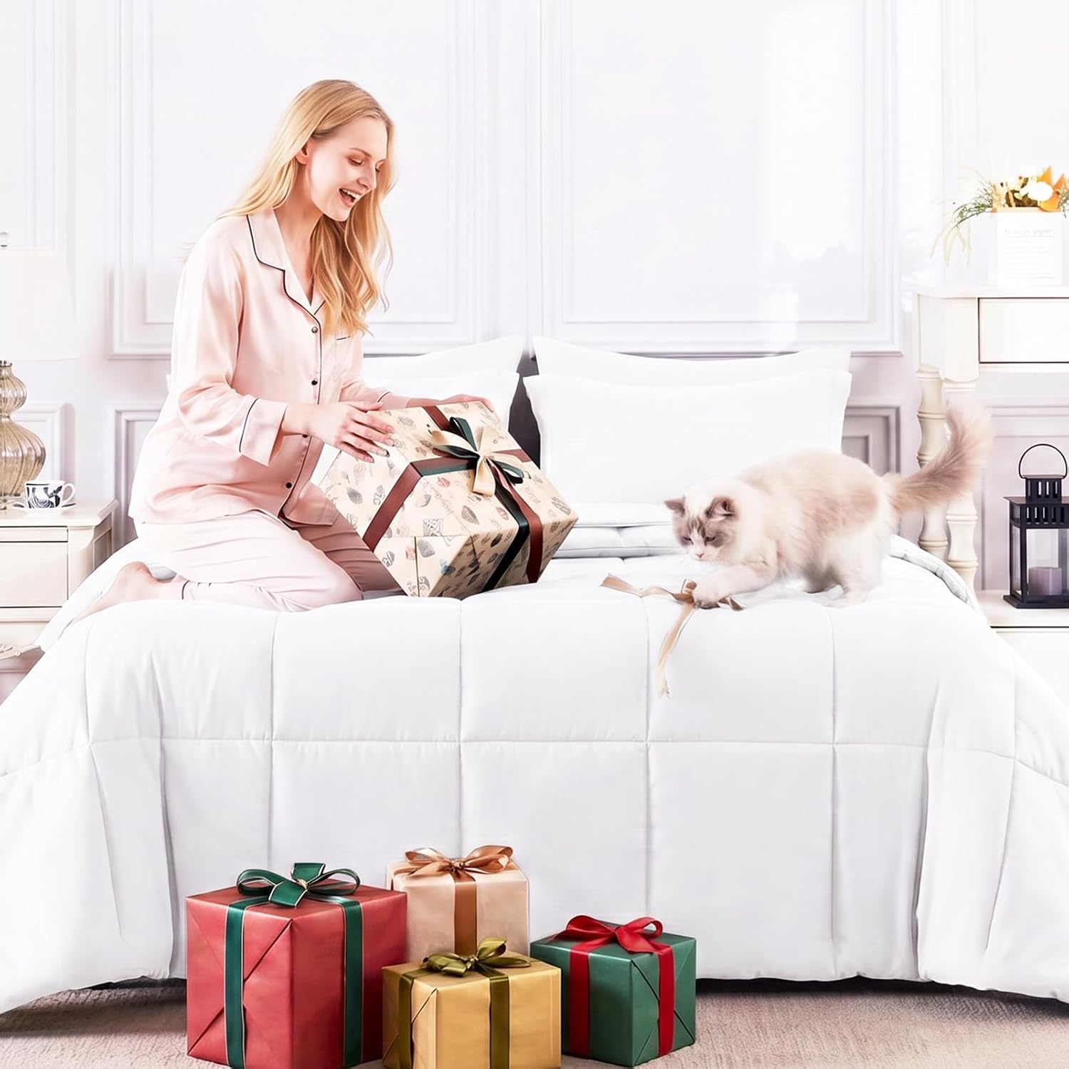 Thumbnail 5 de CozyLux Twin XL Comforter Set White – 5-Piece All-Season Bedding in a Bag
