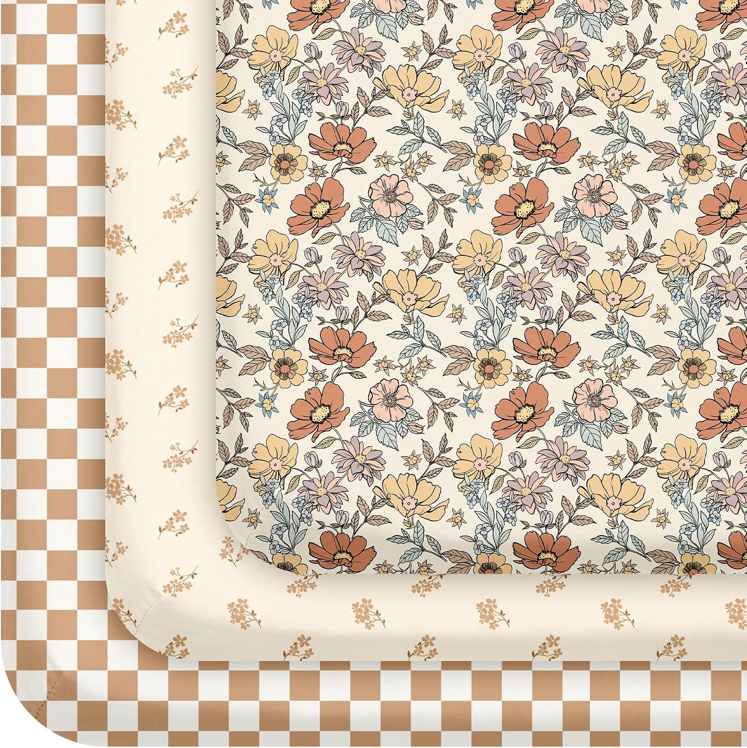 Detalle de CIVARUA KIDS VCLD3003 Crib Sheets, 3-Pack, Vintage Floral, 52 x 28 in