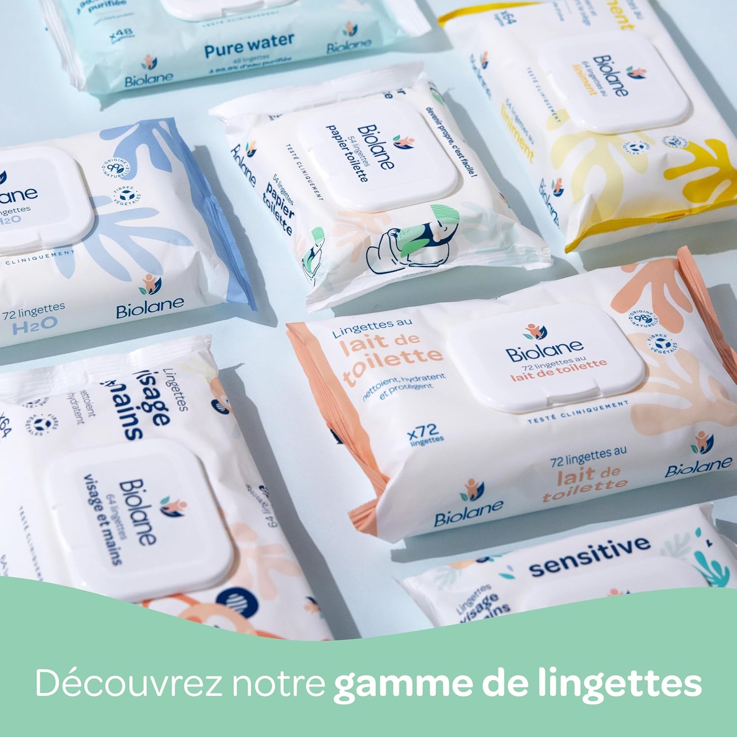 Thumbnail 5 de Biolane Papier toilette humide – Lot de 5 paquets (54 feuilles) – Fibres végétales, dès la naissance