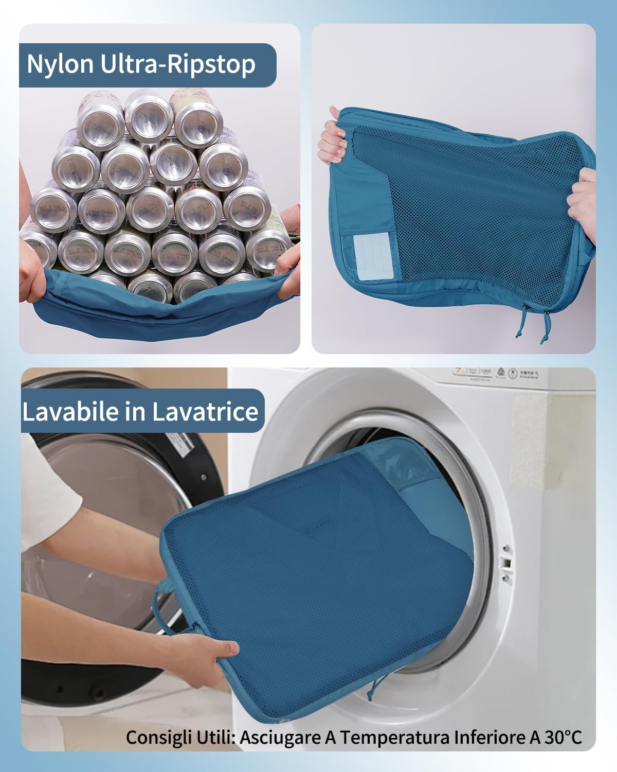 Thumbnail 3 de ECOHUB Compressione Organizer da Viaggio – Set da 4 Cubi Compressivi, Verde acqua