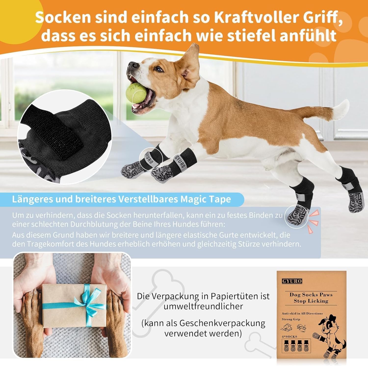 Detalle 2 de GYURO Hundesocken mit Silikon, 2 Paar