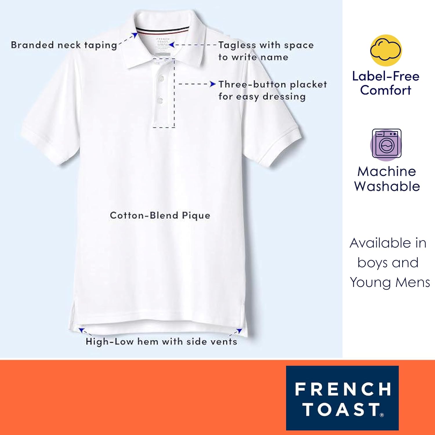 Detalle de Polo piqué à manches courtes French Toast pour enfant — noir, taille 8